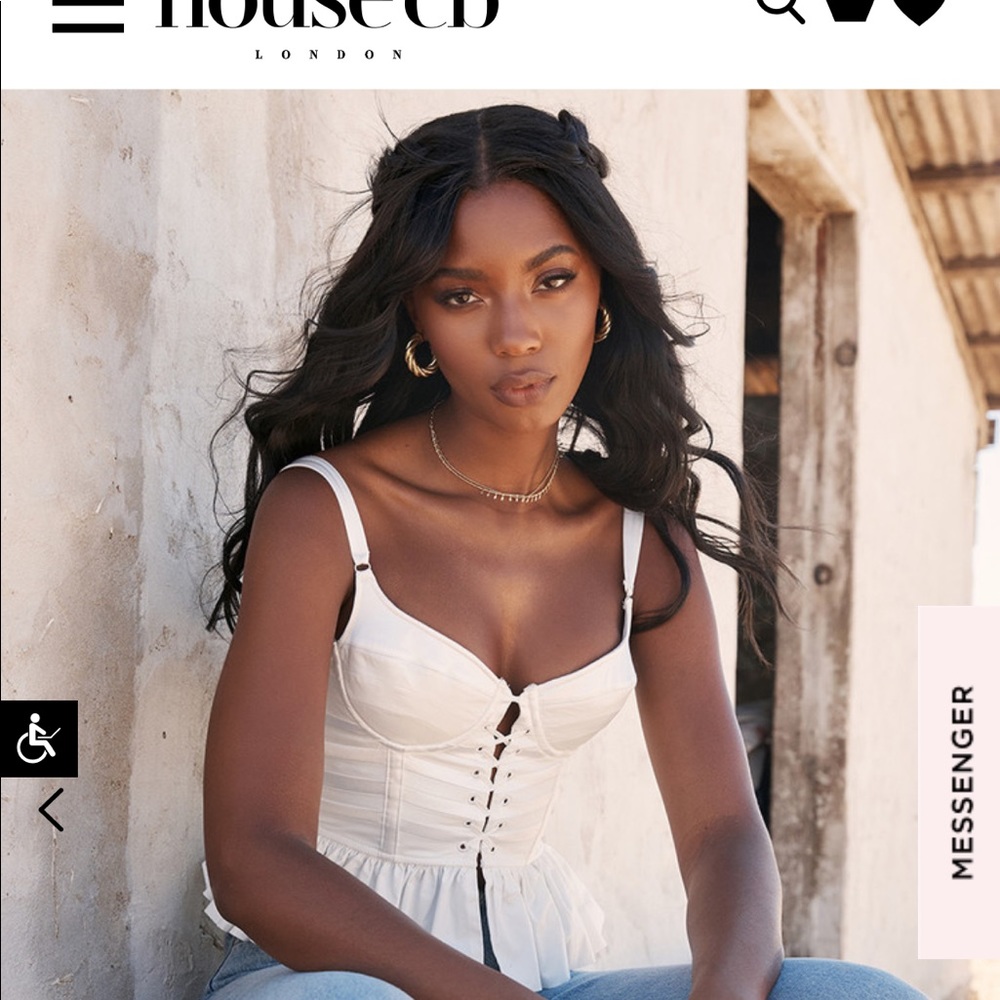 RARE HOUSE OF CB NEW W TAGS WHITE CORSET TOP LARGE